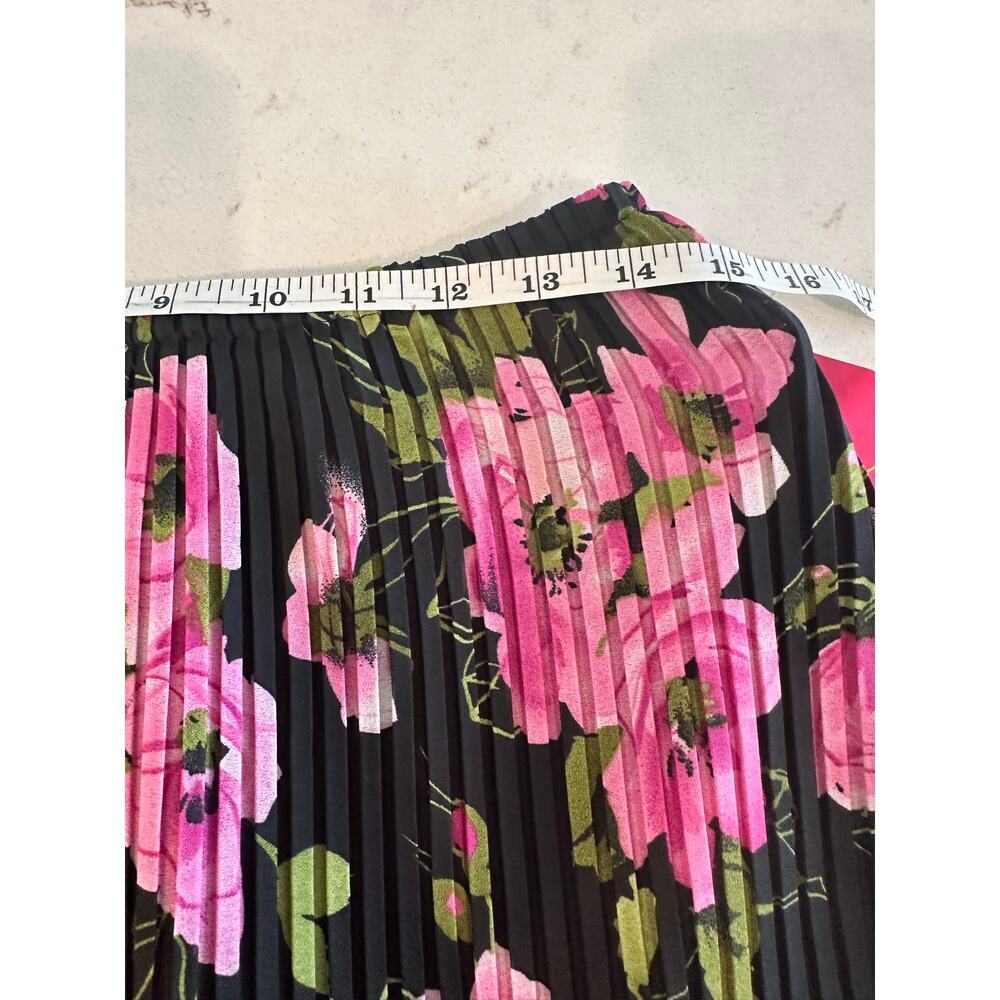 Sunny Leigh Women’s Pleated Floral Skirt Black Pink Large Feminine Garden Party - Picture 8 of 9